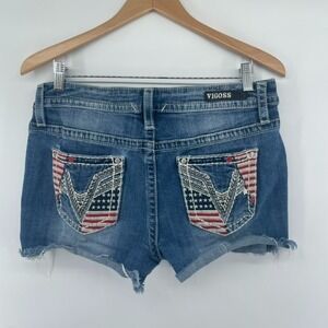 Vigoss Shorts Women's Size 14 Heritage Fit Denim Embellished Jean Shorts Cutoff